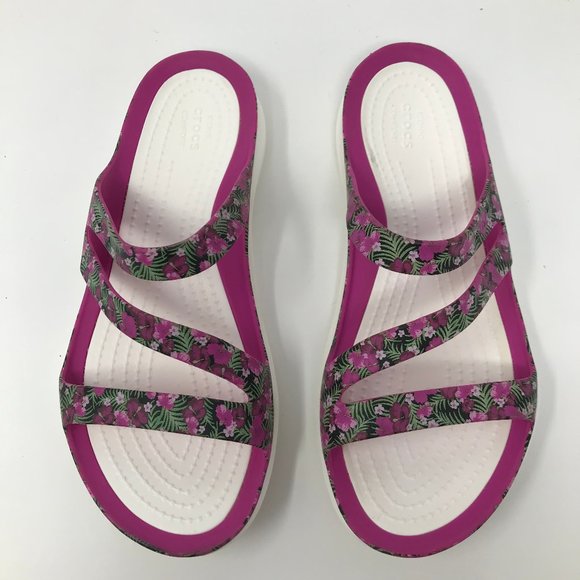 CROCS Shoes - Crocs Iconic Comfort Women Floral Purple 5 Sandal